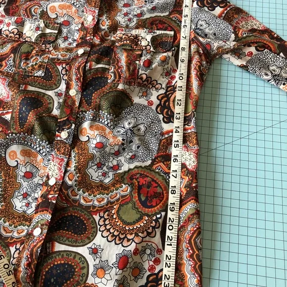 Lucky Brand Light Weight Paisley Print Button Down Camp Shirt Size M - Picture 7 of 8